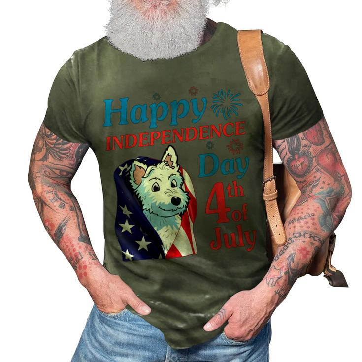 Westie Dog Happy Independence Day 4Th Of July Day Dad Mom 3D Print Casual Tshirt