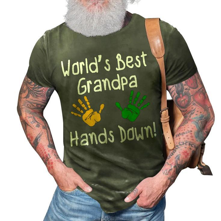 Worlds Best Grandpa Hands Down 3D Print Casual Tshirt