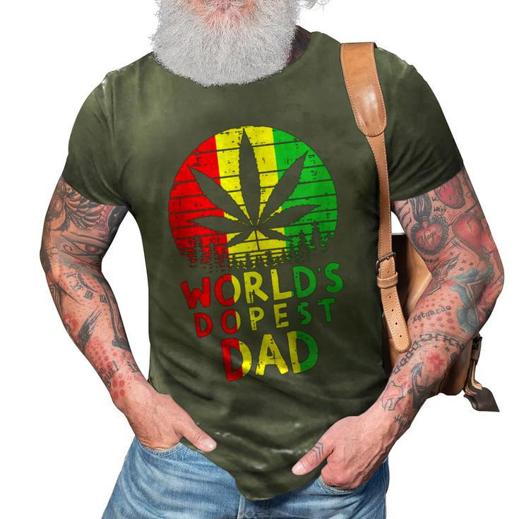 Worlds Dopest Dad Funny Weed Cannabis Stoner 3D Print Casual Tshirt