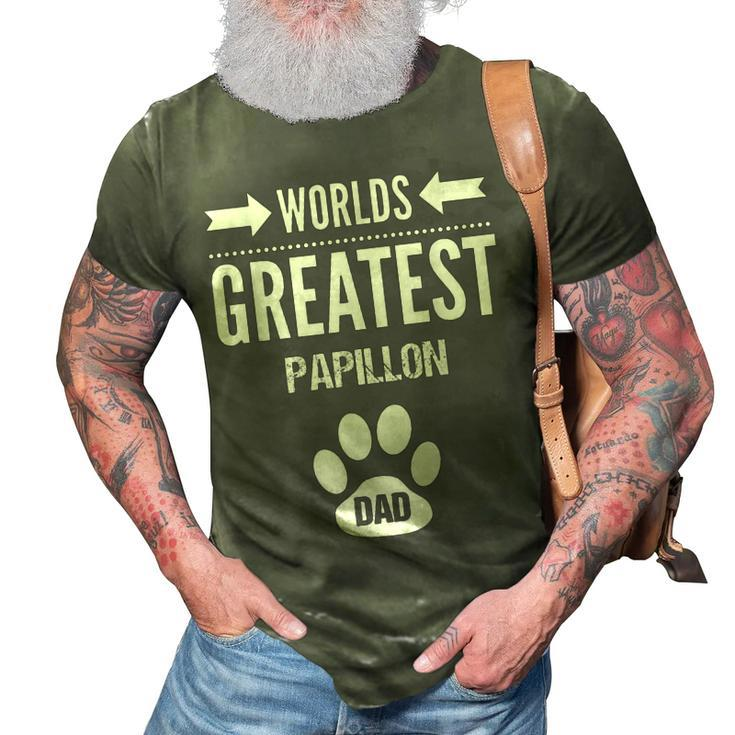 Worlds Greatest Papillon Dad Paw Print Father Gift Pet Owner Gift For Mens 3D Print Casual Tshirt