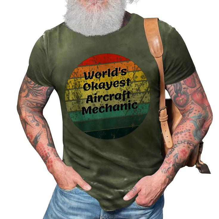 Worlds Okayest Aircraft Mechanic Vintage Sunset 60S 70S 3D Print Casual Tshirt