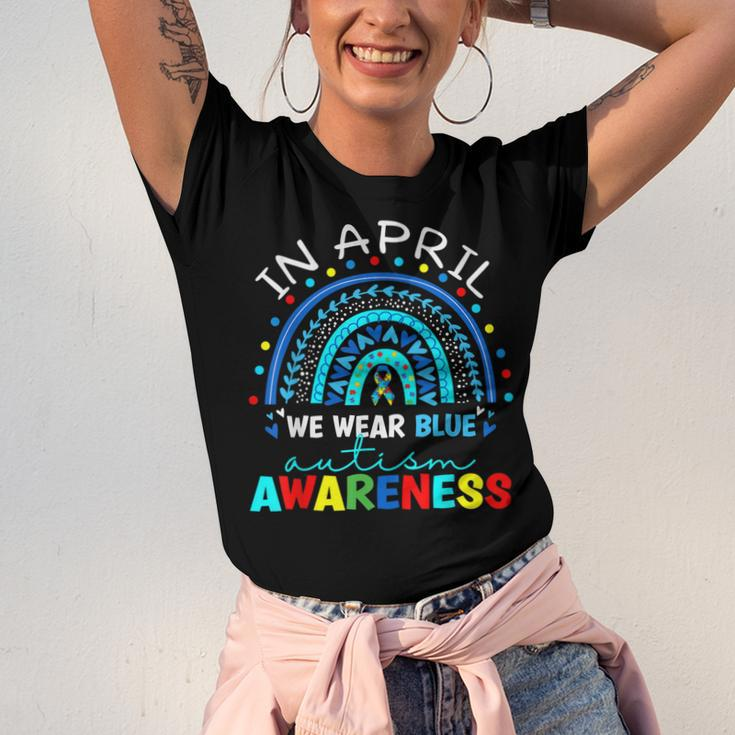 Autism Awareness Rainbow In April We Wear Blue Acceptance Jersey T-Shirt
