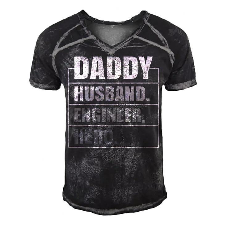 Daddy Husband Engineer Hero Fathers Day  Men's Short Sleeve V-neck 3D Print Retro Tshirt