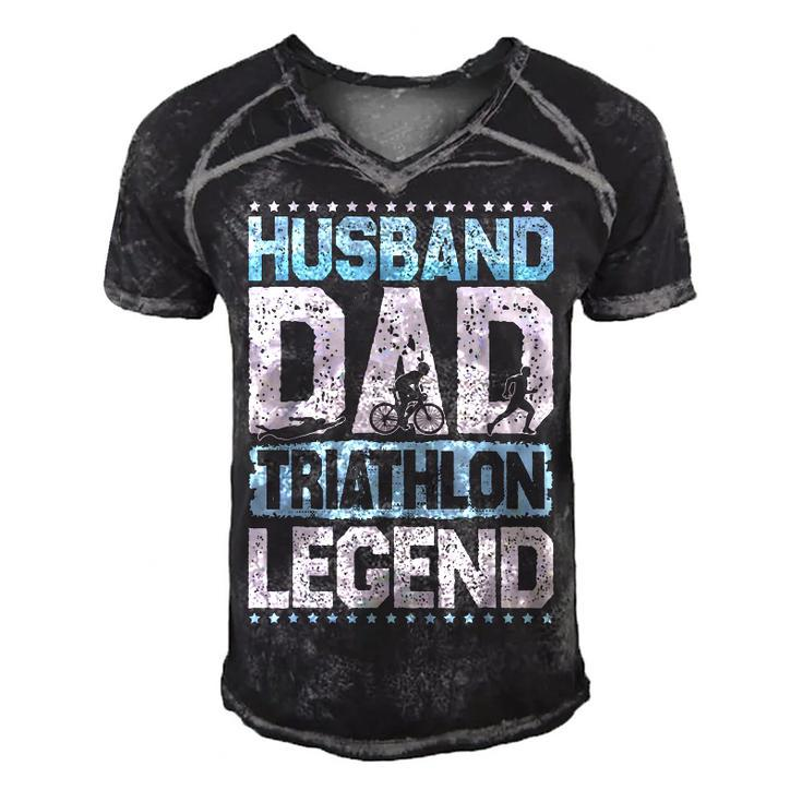Marathon Husband Dad Triathlon Legend Triathlon Mens  Men's Short Sleeve V-neck 3D Print Retro Tshirt