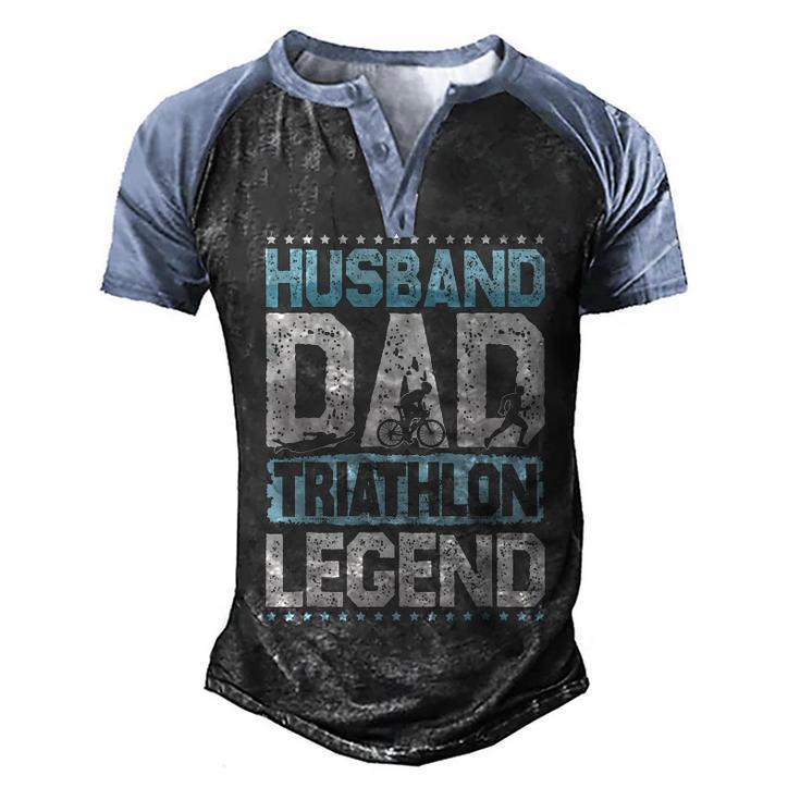 Marathon Husband Dad Triathlon Legend Triathlon Mens Men's Henley Raglan T-Shirt