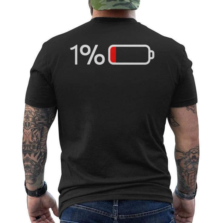 1  Battery - 1  Battery - Fun Low Energy Percentage  Men's Crewneck Short Sleeve Back Print T-shirt