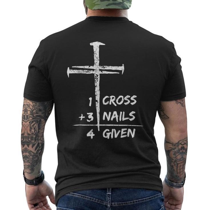 1 Cross 3 Nails Forgiven Christian Happy Easter Day Men's Back Print T-shirt