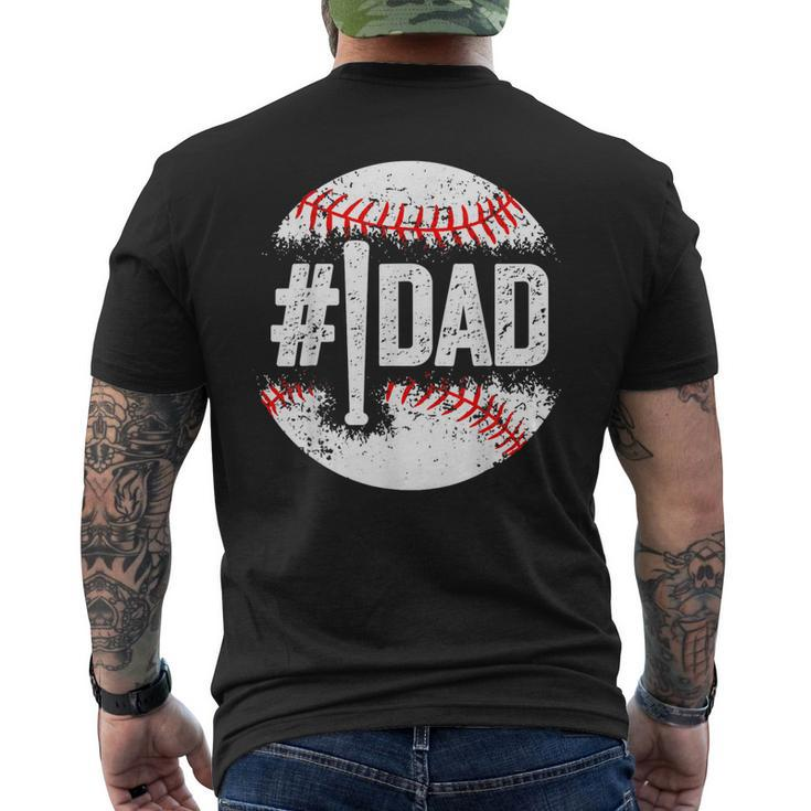 1 Dad Baseball Number One Daddy Son Fathers Day Men's T-shirt Back Print