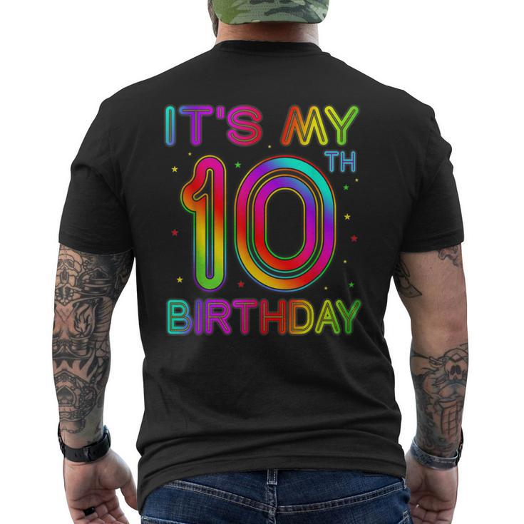 10 Year Old Birthday Glow Party 80S Its My 10Th Men's Back Print T-shirt