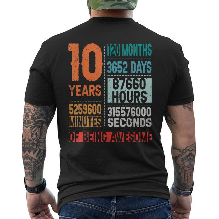 10 Years 120 Months Of Being Awesome 10Th Birthday Countdown Men's T-shirt Back Print