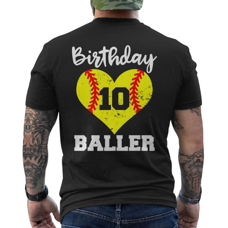 10Th Birthday Baller 10 Year Old Softball Men's T-shirt Back Print