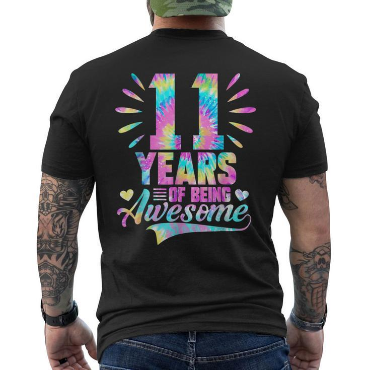 11Th Birthday Idea Tie Dye 11 Year Of Being Awesome Men's Back Print T-shirt
