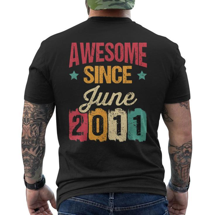 12Th Birthday Gift Awesome Since June 2011 12 Year Old Mens Back Print T-shirt