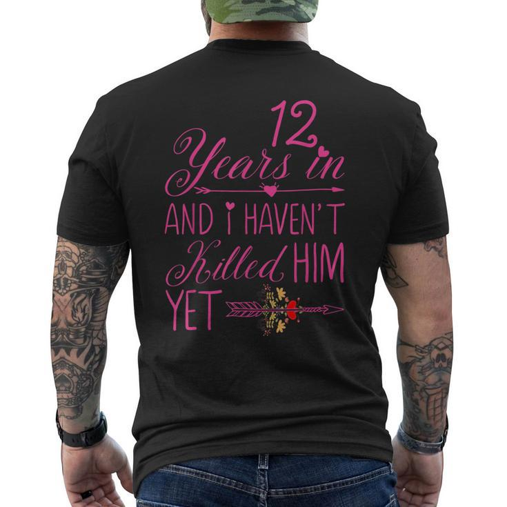 12Th Wedding Anniversary For Her Married 12 Years Men's T-shirt Back Print