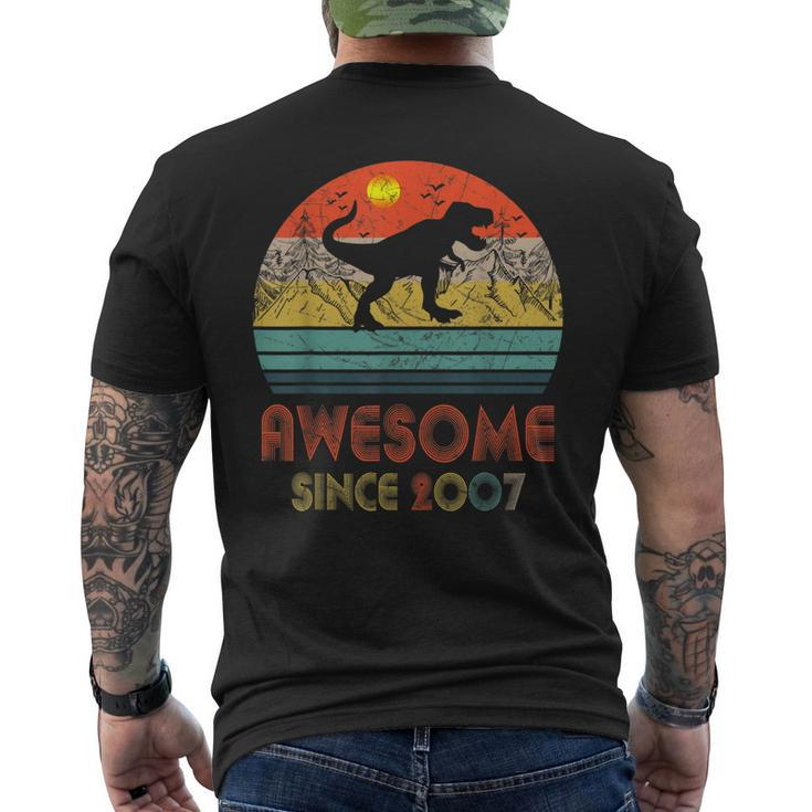 16 Year Old Dinosaur Awesome Since 2007 16Th Birthday Men's T-shirt Back Print