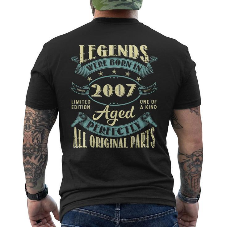 16Th Birthday Vintage Legends Born In 2007 16 Year Old Men's Back Print T-shirt