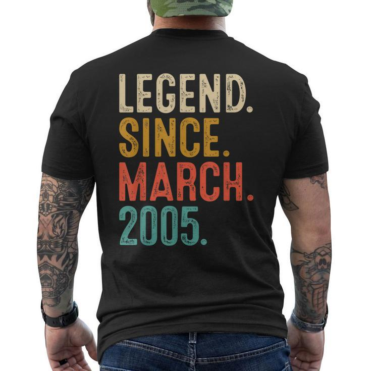 18 Years Old Vintage Legend Since March 2005 18Th Birthday Men's Back Print T-shirt