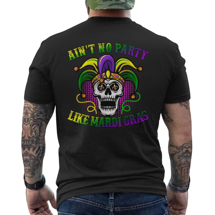Aint No Party Like Mardi Gras Skeleton Skull New Orleans  Men's Crewneck Short Sleeve Back Print T-shirt