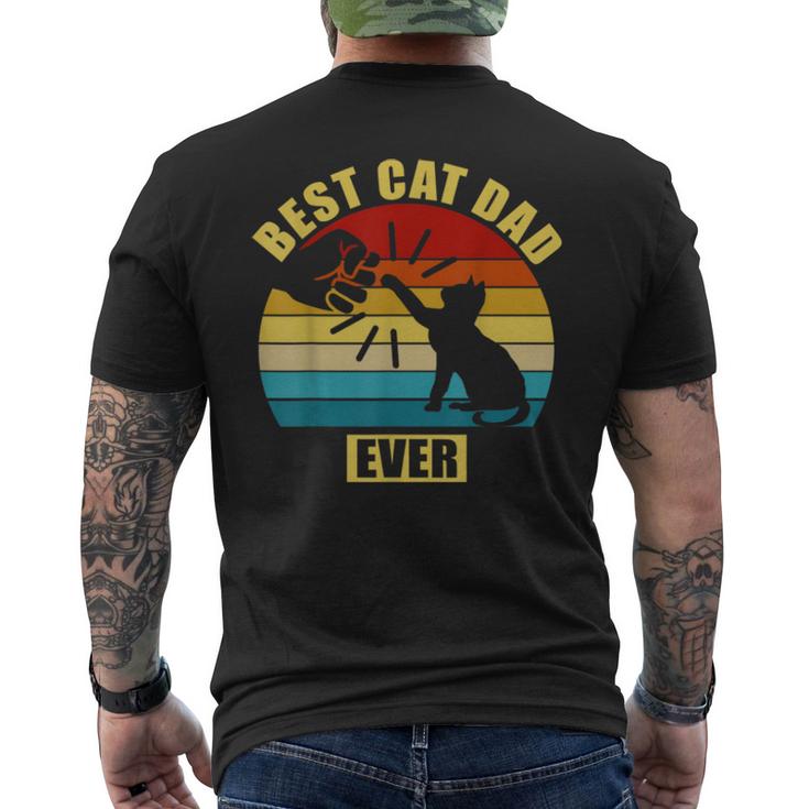 Mens Retro Vintage Best Cat Dad Ever Fist Bump Men's Back Print T-shirt