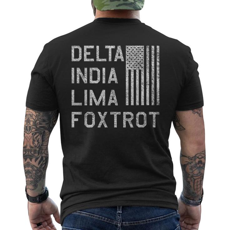 Dilf Delta India Lima Foxtrot Us Flag American Patriot Men's Back Print T-shirt