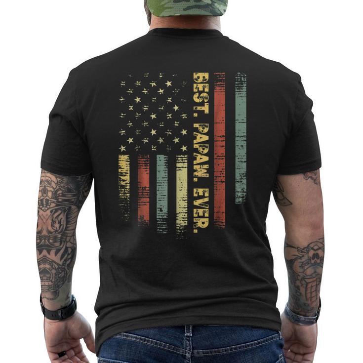 Retro Best Papaw Ever Vintage American Flag T For Dad Men's Back Print T-shirt