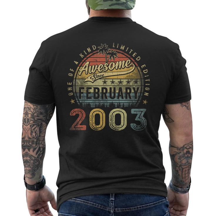 20Th Birthday Awesome Since February 2003 20 Year Old Men's Back Print T-shirt