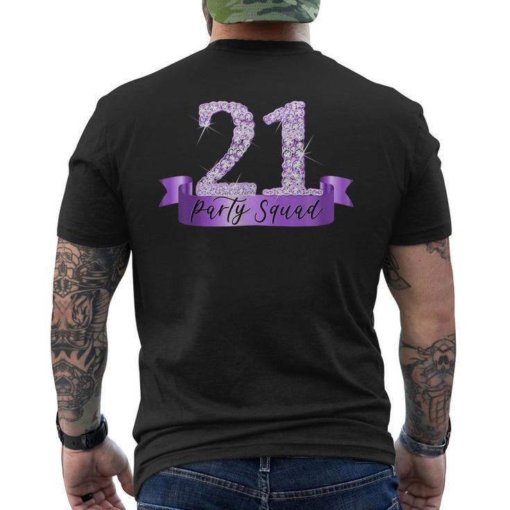 21St Birthday Party Squad I Purple Group Photo Decor Outfit Men's Back Print T-shirt