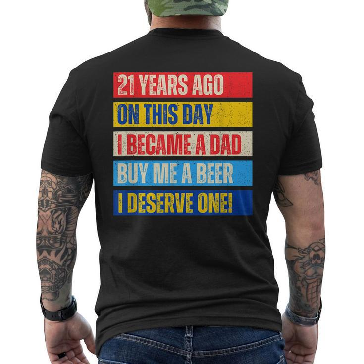 21St Birthday Son Daughter Dad Father 21 Years Needs A Beer Gift For Mens Mens Back Print T-shirt