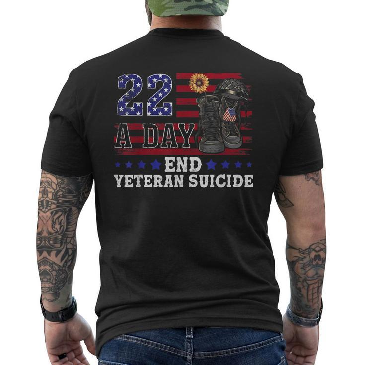22 A Day Take Their Lives End Veteran Suicide Supporter Mens Back Print T-shirt