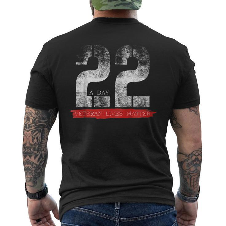 22 A Day Veteran Lives Matter Suicide Awareness Men's Back Print T-shirt