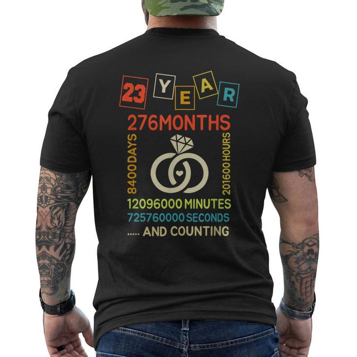 23 Years 276 Months 23Rd Wedding Anniversary Couples Parents  Mens Back Print T-shirt