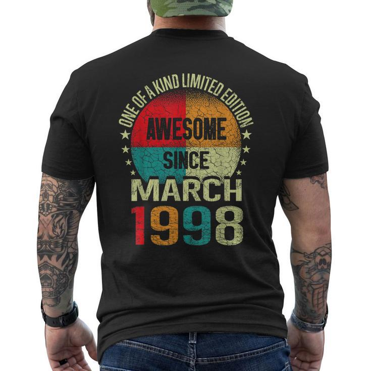 25 Year Awesome Since March 1998 Vintage 25Th Birthday Men's Back Print T-shirt