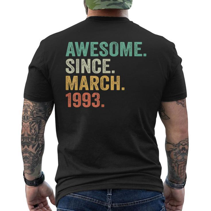 30 Year Old Awesome Since March 1993 30Th Birthday Men Men's Back Print T-shirt