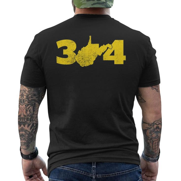 304 West Virginia Area Code Fan And Local Distressed Look Men's T-shirt Back Print