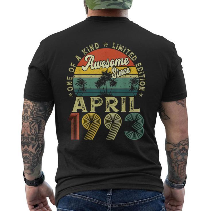 30Th Birthday Awesome Since April 1993 30 Years Old Men Men's Back Print T-shirt