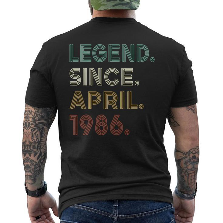 37 Years Old Legend Since April 1986 37Th Birthday Men's Back Print T-shirt