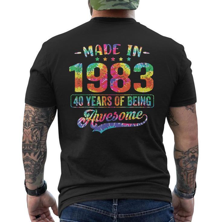 40 Year Old Made In 1983 Vintage 40Th Birthday Tie Dye Men's Back Print T-shirt