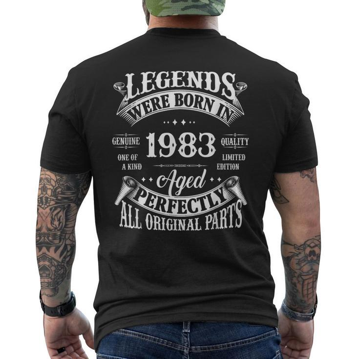 40Th Birthday Vintage Legends Born In 1983 40 Years Old Men's Back Print T-shirt