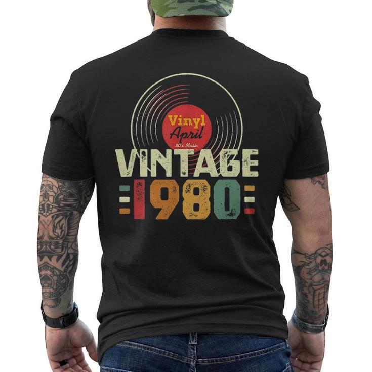 41Th Birthday Vintage 1980 April 41 Years Vinyl Record Men's T-shirt Back Print