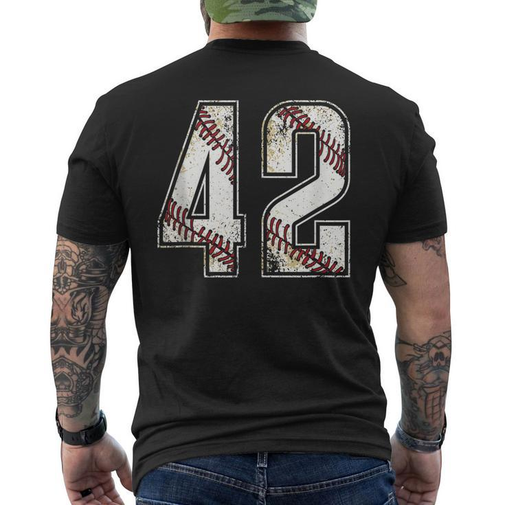 42 Baseball Jersey Number 42 Vintage Retro Birthday Men's T-shirt Back Print