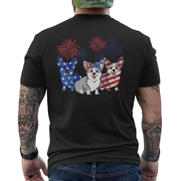 4Th Of July American Flag Corgi Patriotic Dog Mens Womens Men's Back Print T-shirt