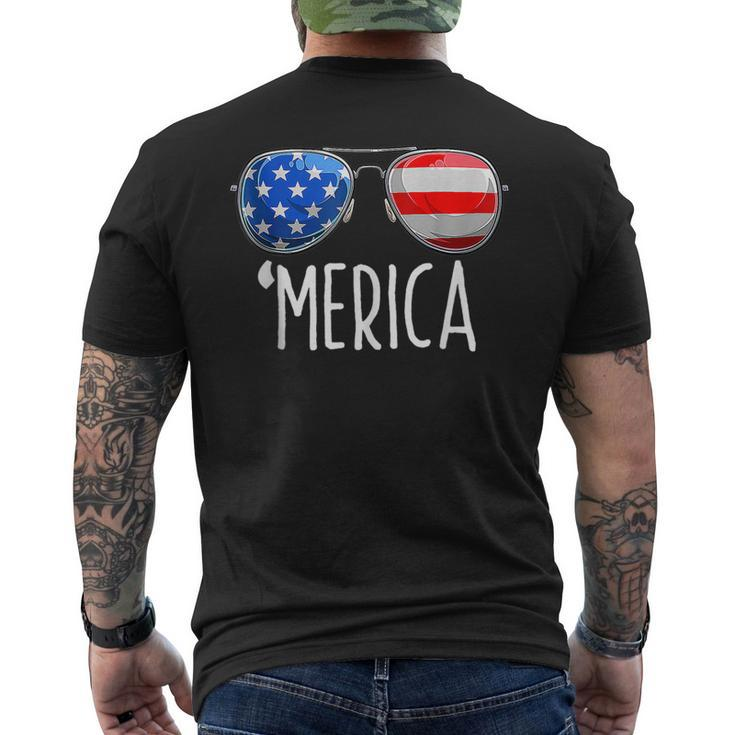 4Th Of July Merica Sunglasses All America Usa Flag Men's Back Print T-shirt