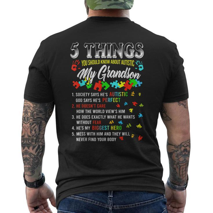 5 Things You Know About Autistic Grandson Autism Awareness Men's T-shirt Back Print