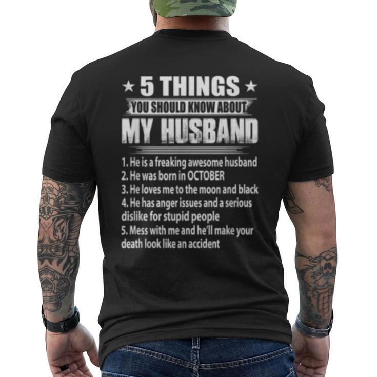 5 Things You Should Know About My Husband October Men's T-shirt Back Print