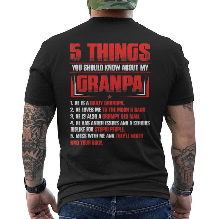 5 Things You Should Know About My Grandpa Fathers Day Gift Gift For Mens Mens Back Print T-shirt