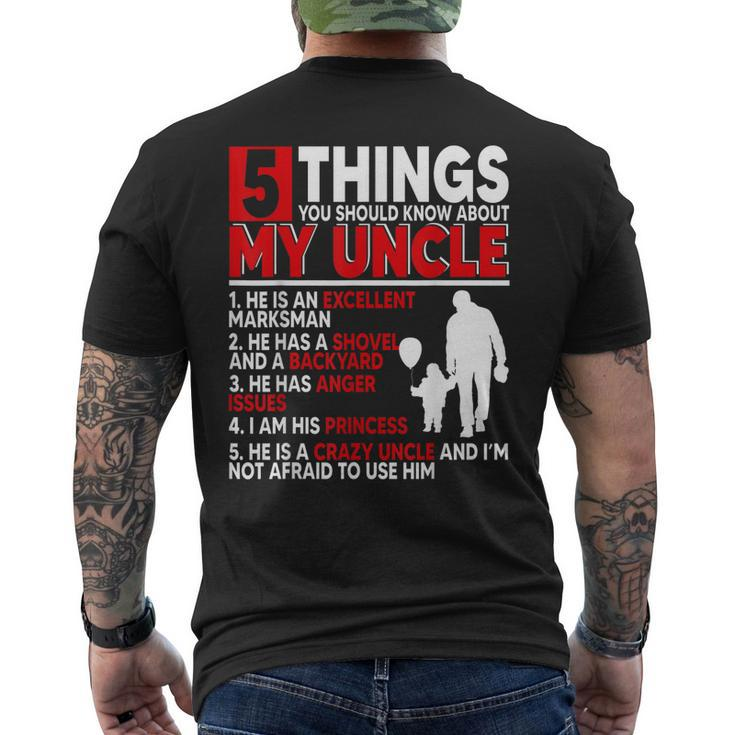 5 Things You Should Know About My Uncle Happy Fathers Day Mens Back Print T-shirt