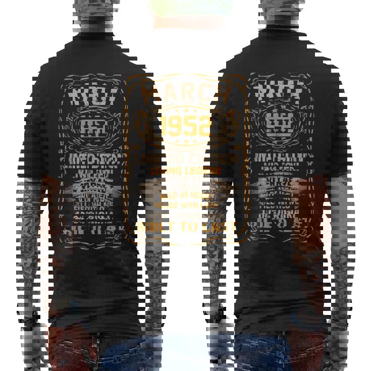 71 Years Old Decoration March 1952 71St Birthday Men's Back Print T-shirt