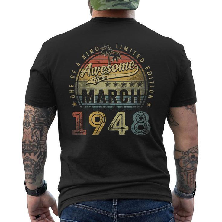 75 Year Old Awesome Since March 1948 75Th Birthday Men's Back Print T-shirt