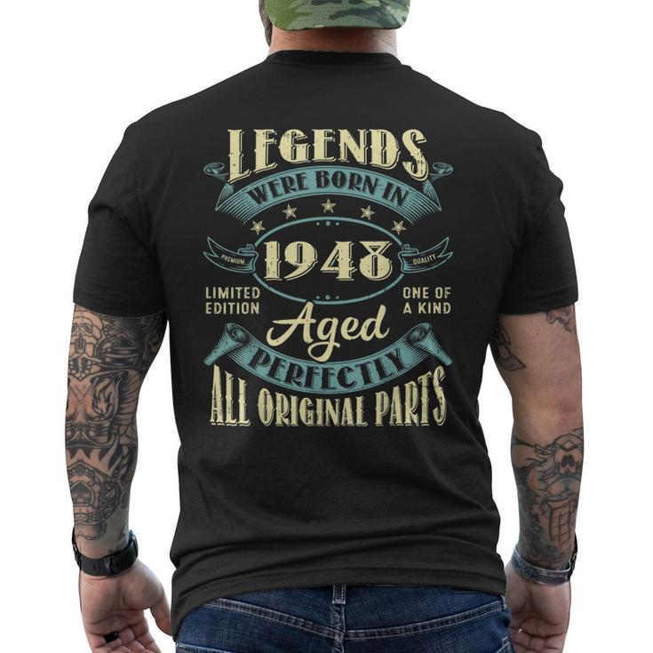 75Th Birthday Vintage Legends Born In 1948 75 Year Old Men's Back Print T-shirt