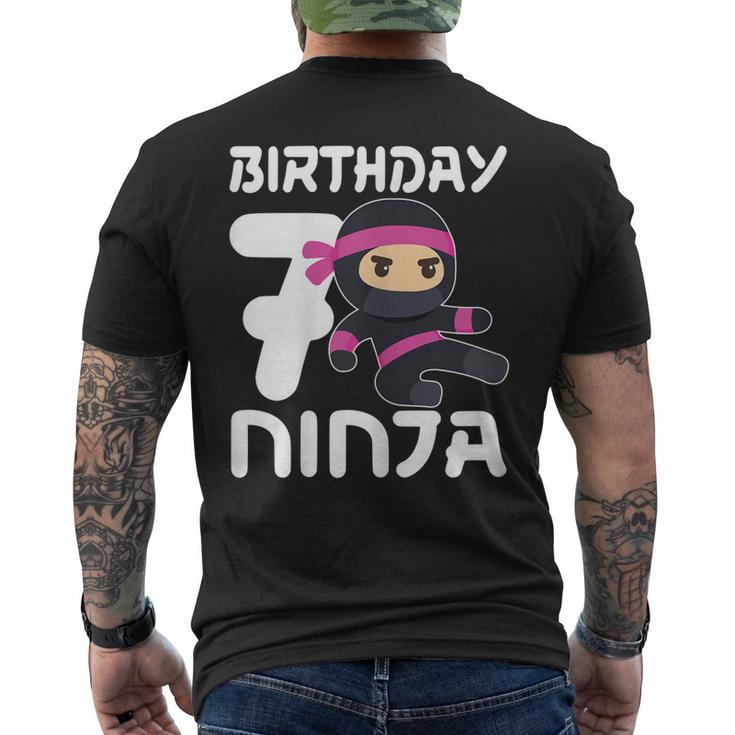 7Th Birthday Ninja Seven 7 Year Old Girl Men's Back Print T-shirt